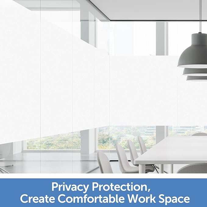 HIDBEA Frosted Window Privacy Film - Non Adhesive Static Cling Glass Stickers Sun UV Blocking Heat Control Door Covering Decals for Home Office(35.4 x 196.8 Inch, Frosted White)