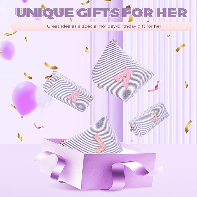 Personalized Makeup Bag for Women Girls - Fashion Cosmetic Bag Trendy Travel Toiletry Bag with Initials Letter - Teen Gifts - Lavender,Z