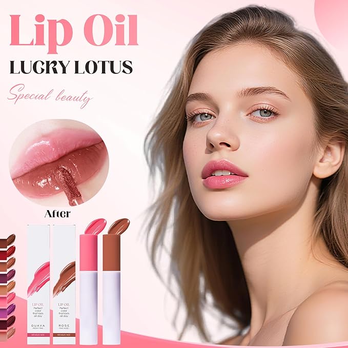 Lips Staining Lip Oil, 2025 Upgrade Lips Staining Long-Lasting Moisturizing Lip Oil Both an Oil and a Stain, Dynamic Finish Lip Tint Lips Oil Glossy Creamy Texture for Girl and Women (FIG)