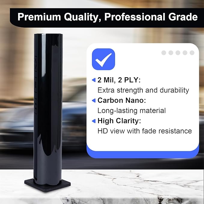 Auto Window Tint Film Roll - 15% VLT Privacy, UV Protection, Scratch & Heat Resistant - Blackout Shade for Car Windows - Nano Carbon Formula - Automotive Baby Protection - 36" x100' Roll