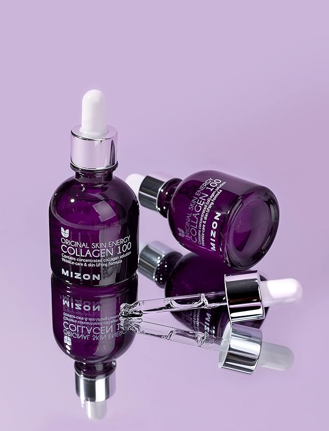 MIZON Collagen 100 Korean Ampoule with Concentrated Marine Collagen Elasticity Booster Serum Peptides Deep Hydration (1.01 fl. oz)