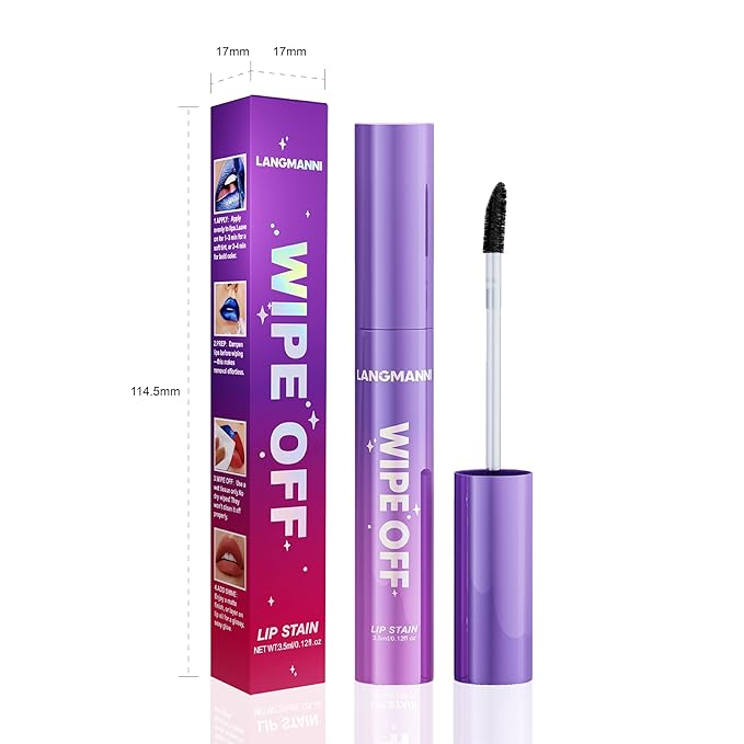 Jolilab Lip Stain Masque,Wipe Off Lip Tint,Waterproof,Transfer proof,Highly Pigmented,Ultra Long Lasting Lip Stain Peel off Makeup With Matte finish for All-day Wear.(#01 DEEP PLUM)