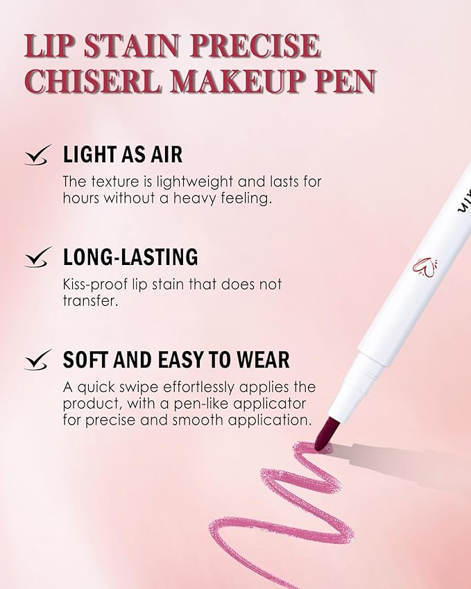 Lip Stain Liner Pen-Hydrating Lip Tint Stain Lip Makeup Tattoo Pencil,Matte Color Look,Longlasting Waterproof Lipstain Lipgloss,Precise Chisel Tip Smooth,Christmas Makeup Gift for Women-01+03+06
