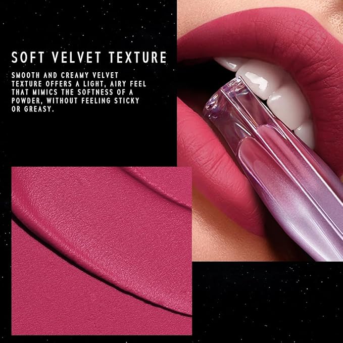NEBULA VELVET LIP CREAM-Long Lasting Lip Stain, Waterproof and Transferproof Lip Tint, Matte Finish, Smooth Out Lip Lines, Lightweight & High Coverage, Stocking Stuffers (12 ESTELLE)