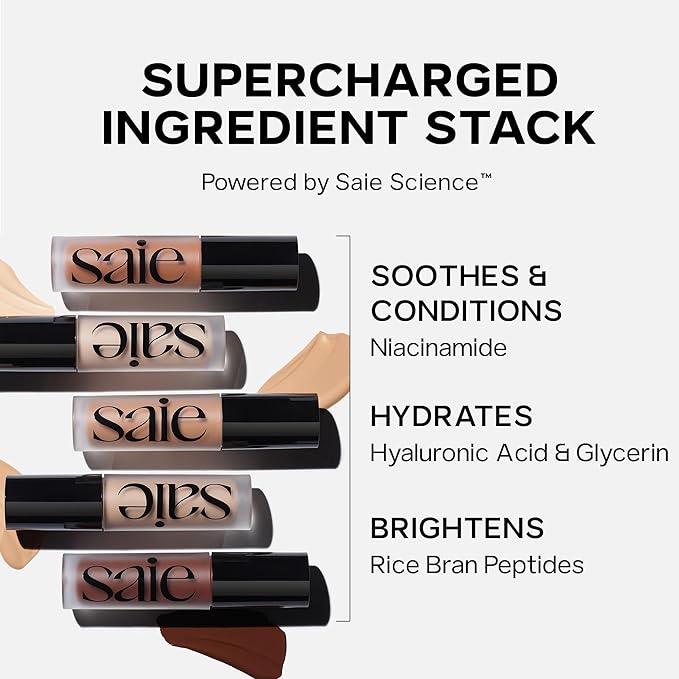 Saie Slip Tint Radiant Cream Concealer & All-Over Face Makeup - Concealer for Dark Circles, Redness & Blemishes - Lightweight Makeup Made with Hydrating Hyaluronic Acid - Shade 12 (0.17 oz)