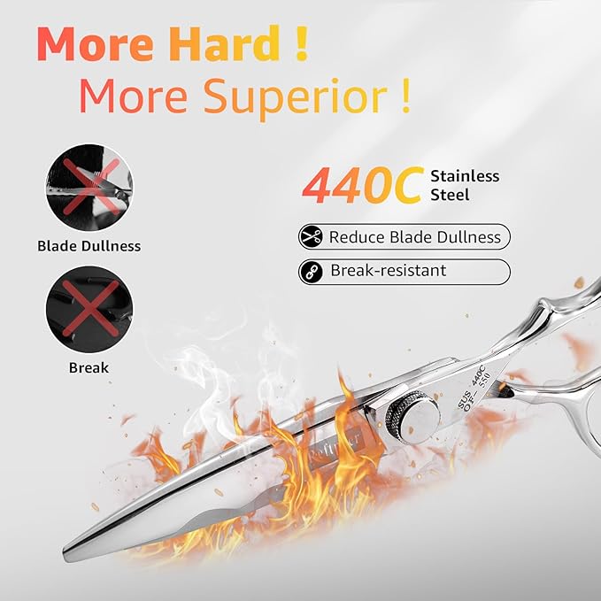 Professional Hair Cutting Shears -SUS440C Stainless Steel Barber Scissors with Ergonomic Handle,Ultra Sharp Blades for Salon (Modern, 5.5)