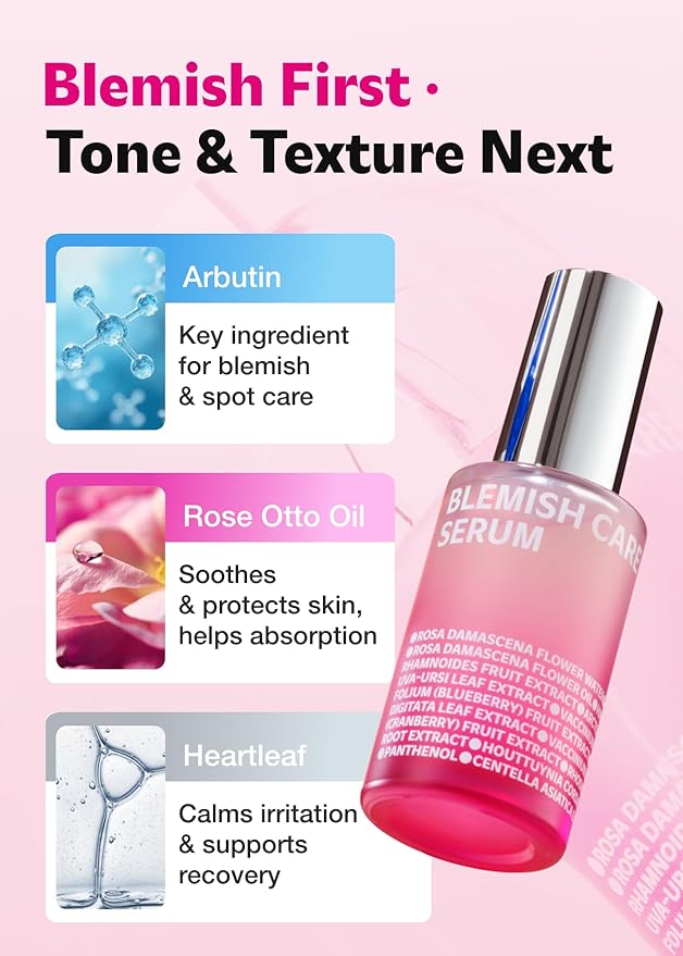 ISOI Blemish Care Up Serum for Face, Vegan Hydrating Serum for Smooth & Glass Skin Effect, Skin Barrier & Moisture Balance for Women, Arbutin, Korean Skin Care (0.85 fl. oz, 25ml)