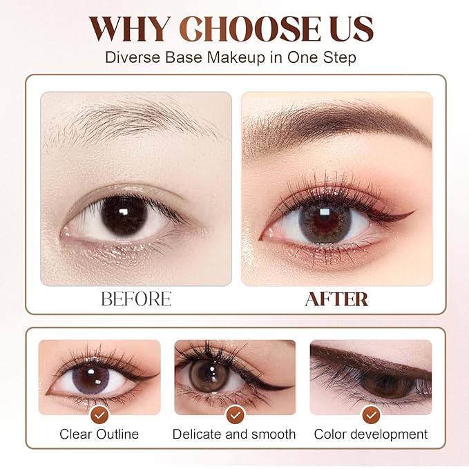 Eyeliner Pencil, Long Lasting Smudge-Proof Professional Eyeliner, Smooth and Easy to Apply, Effortlessly Create Any Look (Brown)