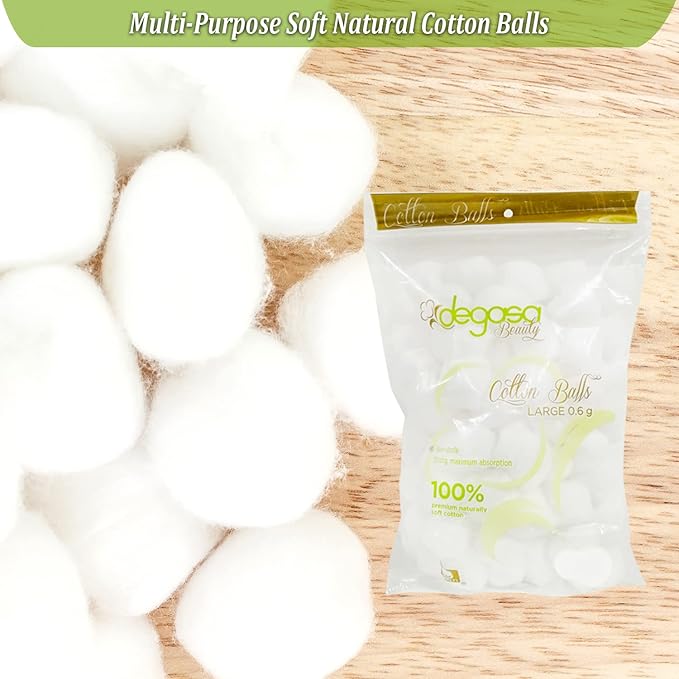 Cotton Balls for Facial Treatments, Nails and Make-Up Removal, Applying Tonics & Cleansers, Multi-Purpose Soft Natural Cotton Balls (Large 200 Count)