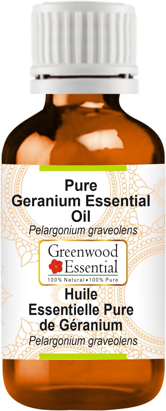 Greenwood Essential Pure Geranium Essential Oil (Pelargonium graveolens Steam Distilled 15ml (0.50 oz)