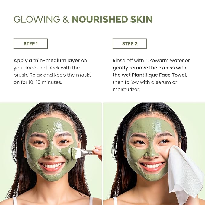 PLANTIFIQUE Korean Skincare Clay Mask – Hydrating Mud Mask with Avocado & Superfoods, Dermatologist-Tested for Face & Body – Vegan, 3.4 Oz/100ml (Pack of 2)