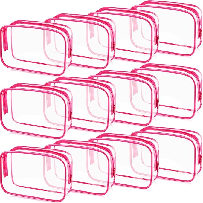 Weewooday 12 Pieces Clear Makeup Bags Cosmetic Storage Bags PVC Zipper Pouches Travel Waterproof Makeup Plastic Case for Women Organizing Toiletries Traveling Bathroom