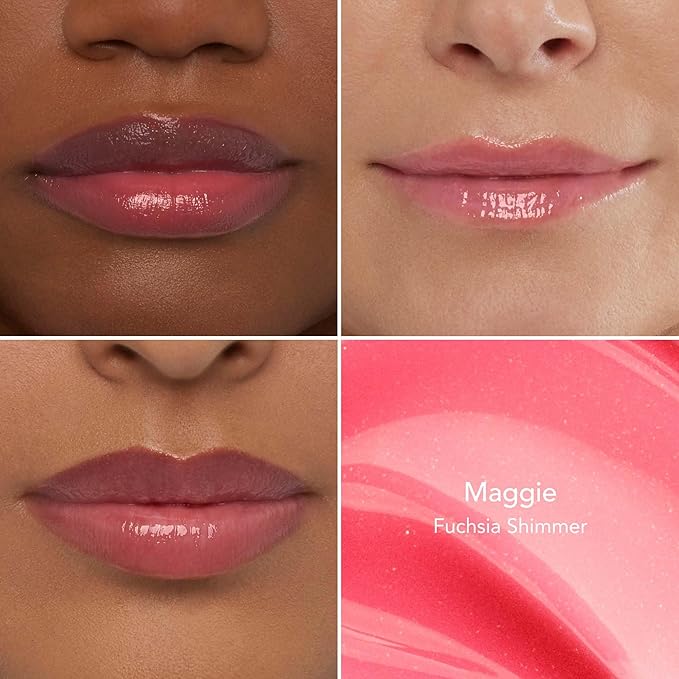 Thrive Causemetics Sheer Strength Lip Plumping Peptide Gloss, Lip Plumper with Vitamin E, Peptides, Plumps, Smooths & Hydrates Lips, High Shine, Vegan & Cruelty Free, Maggie (Fuchsia Pink Shimmer)