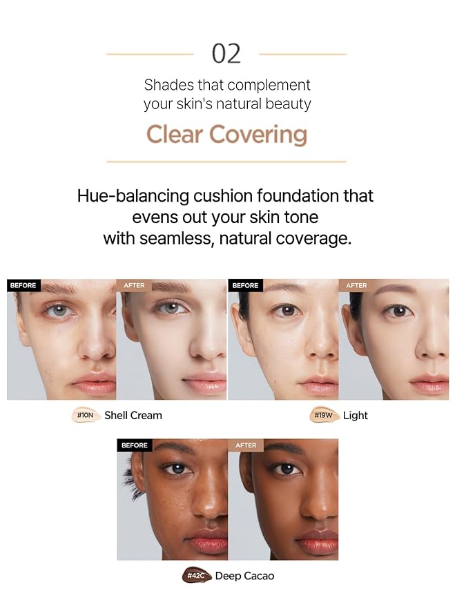 JUNG SAEM MOOL Essential Skin Nuder Cushion 26W Oat 0.49 Fl Oz, No Refill, Natural Radiant Finish Cushion Foundation with Buildable Coverage, Lightweight Texture, Korean Foundation Makeup
