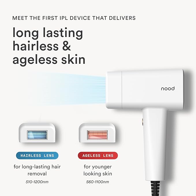 Nood™ Flasher Pro — IPL Laser Hair Removal Device & Anti-Aging Red Light Therapy for Women & Men — Pain-free & Permanent, Visible Results After First Use & Works Everywhere Hair Grows — Gloss White