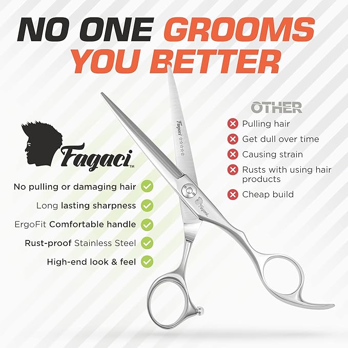 Fagaci Professional Hair Scissors & Hair Clipper with Extremely Fine Cutting, Hair Cutting Scissors Professional, Cordless Hair Clippers Set, Hair Shears, Barber Clippers Hair Cutting Shears