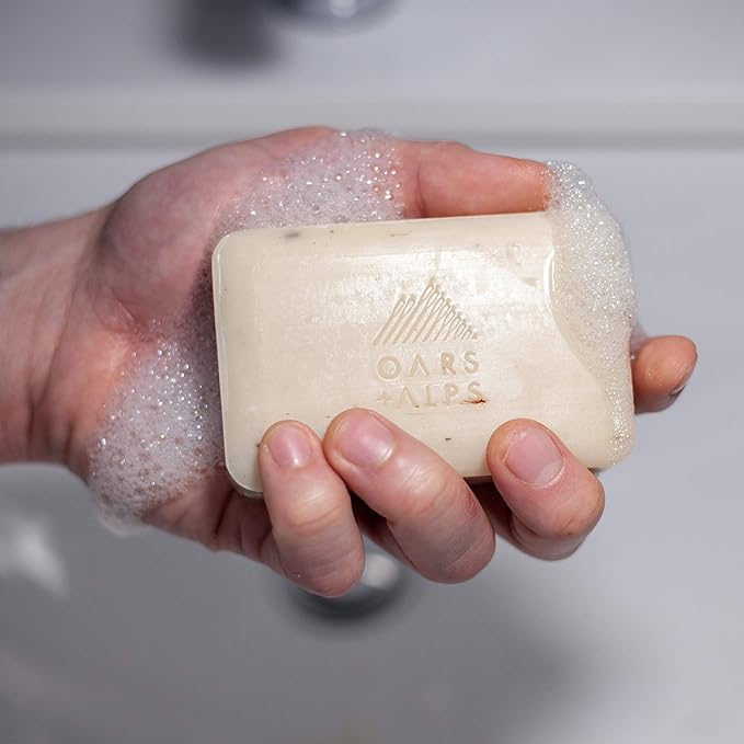 Oars + Alps Moisturizing Bar Soap for Men, Men's Bar Soap with Shea Butter & Jojoba Oil, Hydrating Dermatologist Tested & Made with Natural Clean Ingredients, Travel Size, 1pk, 6oz