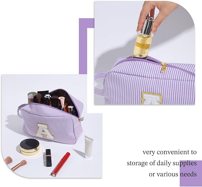 YOOLIFE Birthday Gifts for 4 5 6 7 8 9 10 11 12 13 14 15 16 Year Old Girl Gifts, Purple Gifts for Women Teen Girls Kids Her Daughter, Monogram Initial Girls Makeup Bag, Letter K