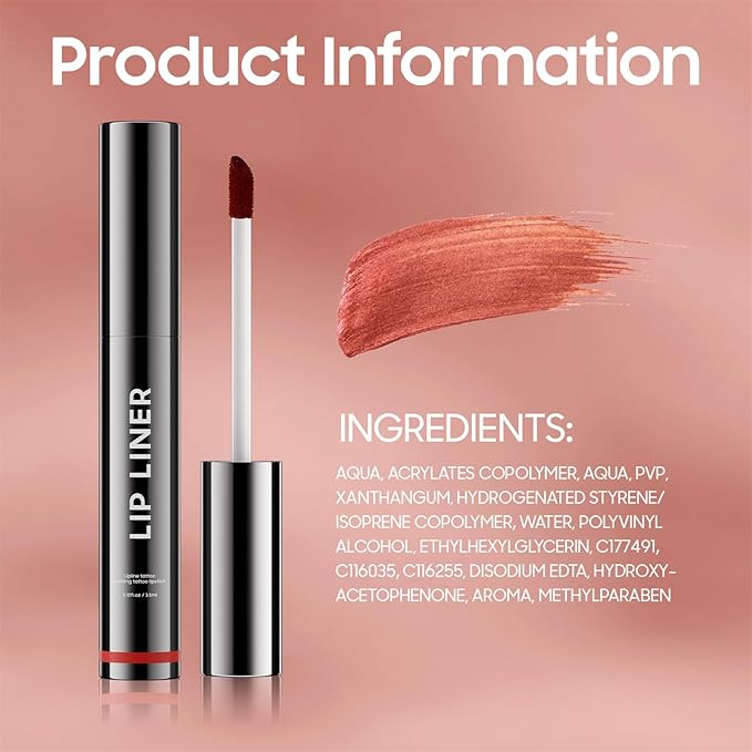 OETUIOW Lip Stain Peel Off, Lip Liner Moisturizing Long-Lasting & Waterproof, Transfer Proof & Plumping, Non-Stick Cup, 2PCS Rose