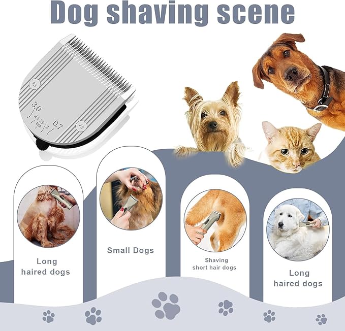 Audoc 5 in 1 Blades Adjustable Dog Grooming Replacement Blades Compatible with Wahl Animal Clipper Arco, Bravura, Chromado, Creativa, Figura, and Motion Pet, Dog, and Horse (Silver/3PC)