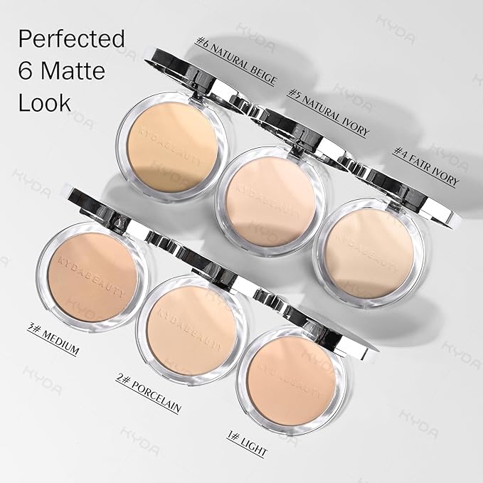 KYDA Mineral Powder, SPF 35, 4-in-1 Mineral Pressed Powder Foundation with Concealer and Setting, Matte Weightless Pressed Foundation, Light to Medium Coverage, NATURAL IVORY