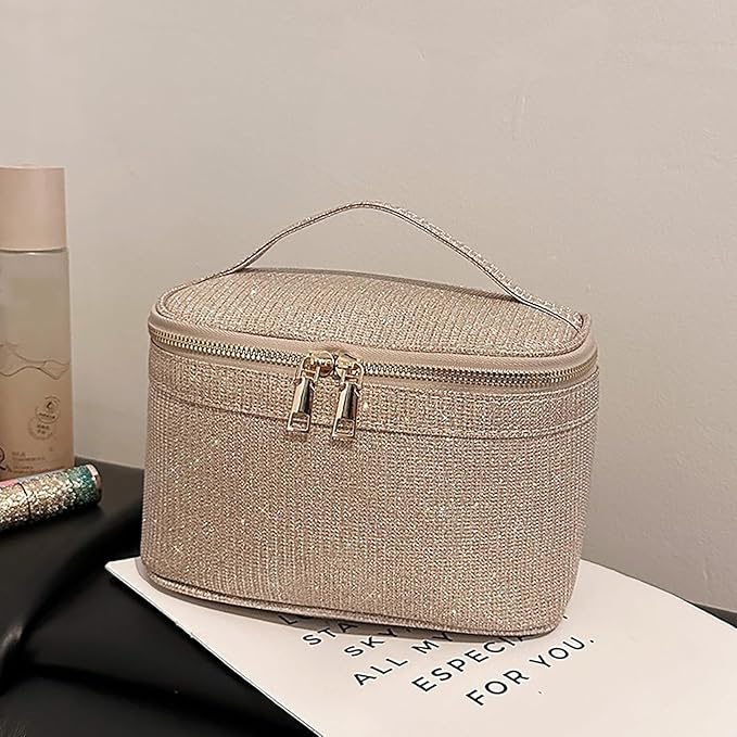 EURYNOME Makeup Bag with Custom Letter K, Water-Resistant Travel Organizer Pouch, (8.3x5.1x5.1 Inch) Cosmetic Case for Women