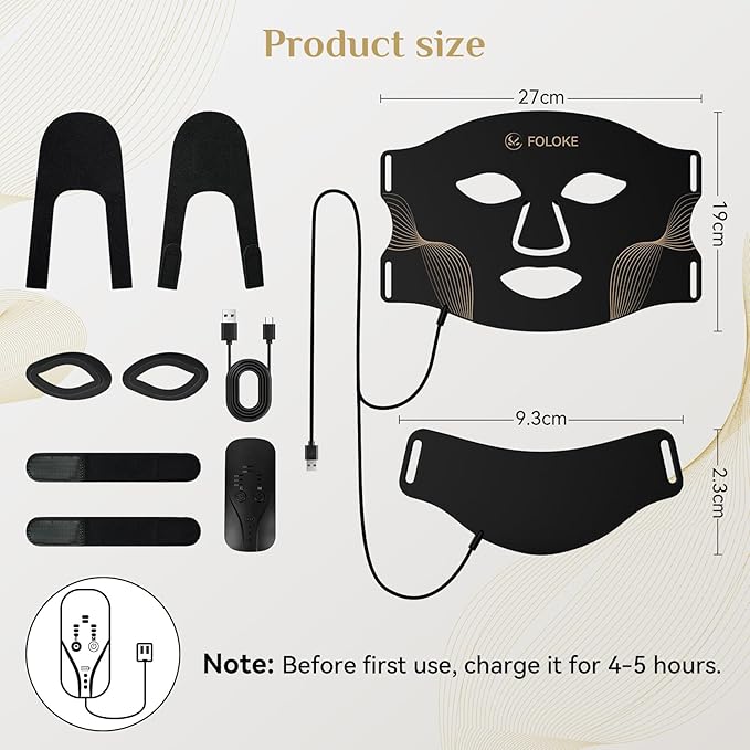 FOLOKE LED Light Therapy Mask Skin Care, 103 3-in-1 Fusion LED Beads, LEDs face mask & neck mask Infrared Red - Wavelength for Home Use, – Advanced Skincare Made Easy(Licorice)