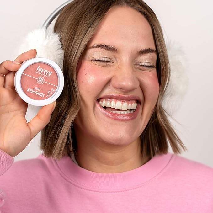 lavera Velvet Blush Powder -Rosy Peach 01- pink - almond oil & vitamin E - shimmering - velvety texture (1 x 5g)