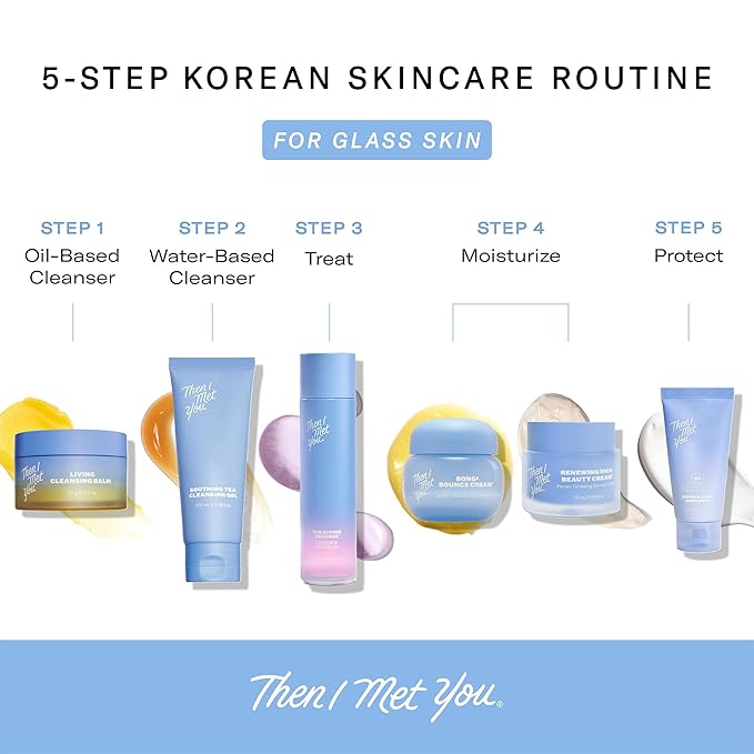 Then I Met You Soothing Tea Cleansing Gel, Vegan-Cruelty-Free Korean Skincare Cleanser with Fermented Rice, Centella, Hydrating Licorice, Glycerin, Exfoliator for Clear Skin Makeup Removal, 3.38 oz