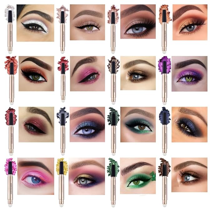 Orange Brown Eyeshadow Stick Makeup, Long-Lasting Waterproof Eye Shadow Pencil, Hypoallergenic Smudge-Proof Glitter Primer Palette Shimmer Eyeliner, Easy to Blend Eye Make Up