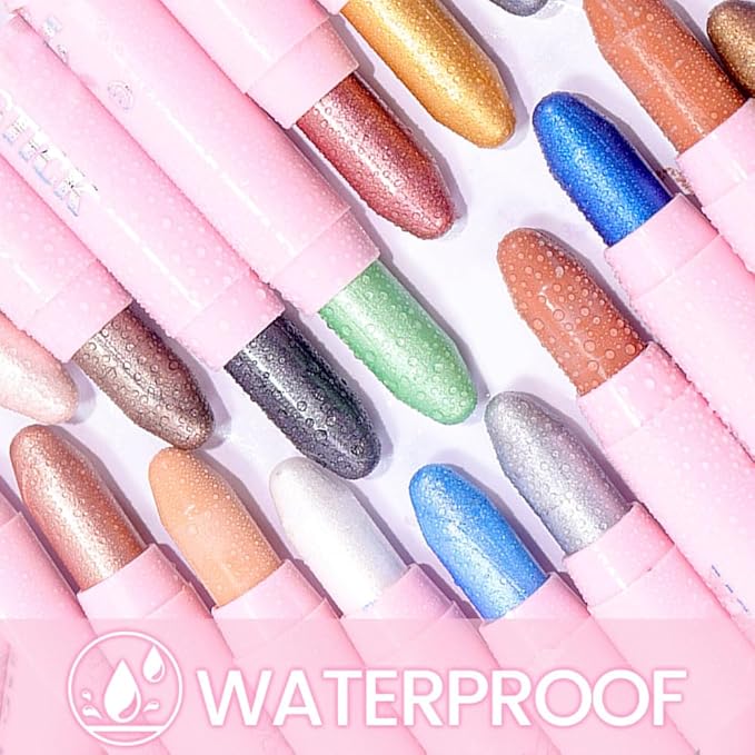evpct 1Pcs Dazzling Grey Shimmer Cream Eye Shadow Brightener Sticks for Eyes, Double Ended Cream Eyeshadow Stick Pencil Pen with Applicator, Eye Shadow Palette Highlighter Makeup Waterproof Pigmented