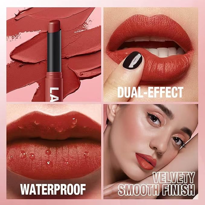 Matte Lipstick For Women Girls 24Hr Wear Waterproof Long Lasting Hypoallergenic Lipsticks - Lightweight Non-Drying, Fade-Resistant Formula 12 Trendy Colors for Daily Use Vegan & Cruelty-Free 01