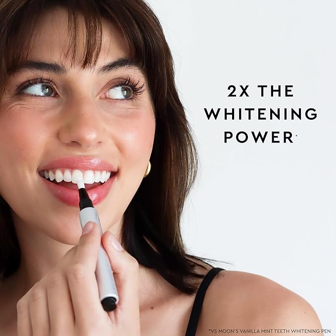 MOON Teeth Whitening Pen, Platinum Mint, 0.09 Fl Oz, Gentle on Teeth, Whitens with Antioxidants & Essential Oils, Vegan Whitening Gel in an Easy Applicator