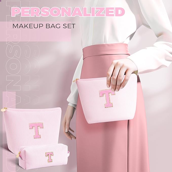 Teacher Appreciation Gifts,Thank You Gifts from Students,Birthday Teacher Retirement Gifts for Women,Teachers Day Gift Ideas,Makeup Bag Set Cosmetic Bag - Pink,T