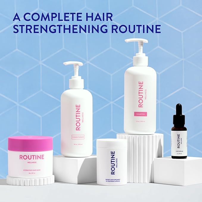 Routine Wellness Anti-Thinning Shampoo and Conditioner Set for Thinning Hair - Biotin DHT Blocker Women & Men - Color Safe Shampoo for Hair Loss & Healthier Hair - Sage & Bergamot (Pack of 2)
