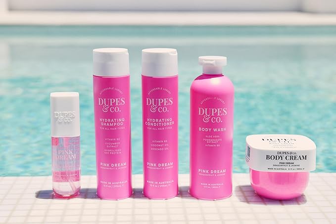 DUPES & CO. Pink Dream Hydrating Body Cream 8.1 fl oz Rich & Nourishing Formula Infused with Macadamia Oil, Cocoa Butter & Shea Butter – Deep Hydration & Softening – Floral Sweet Jasmine and Hibiscus