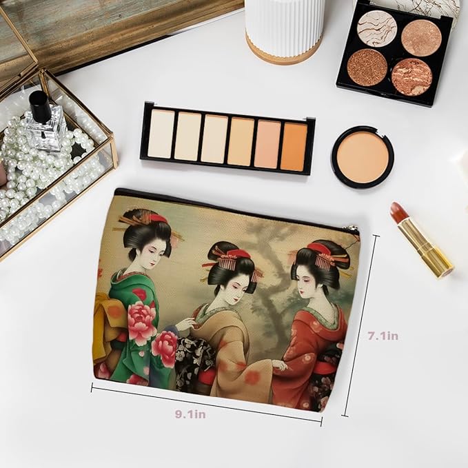 Japanese-style Woman Makeup Bag, Large Capacity Travel Makeup Case Cosmetic Bags for Women, Portable Pouch Purse Travel Essentials Toiletries Accessories, Christmas Birthday Gifts for Women