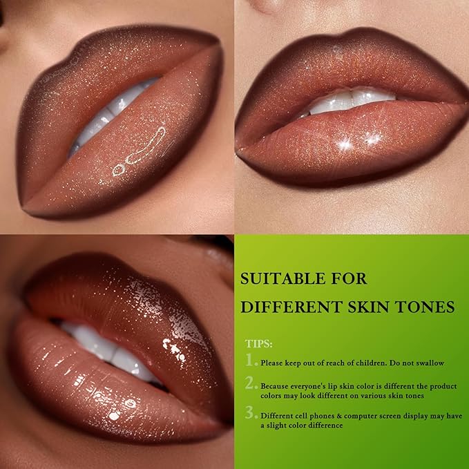 Brown Lip Liner & Lip Gloss Set Moisturizing Lip Kit, Smooth Dark Brown Lip Liner Pencil Hydrating Lip Tint Non Sticky Click Lip Balm Lightweight Long Lasting Daily Lip Care for Women