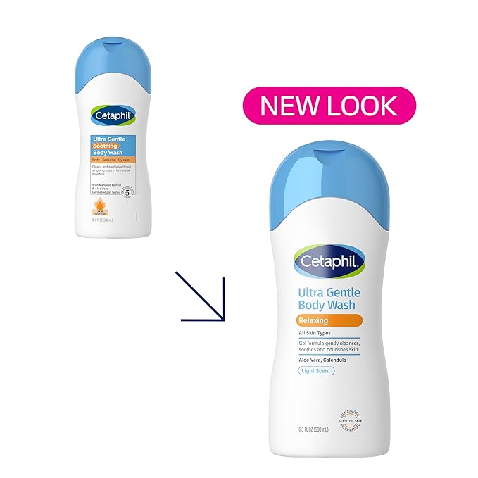 Cetaphil Ultra Gentle Refreshing Body Wash, For Dry to Normal, Sensitive Skin, 16.9oz, with Aloe Vera, Calendula, Vitamin B5, Hypoallergenic, Fragrance Free, Dermatologist Tested (Pack of 2)