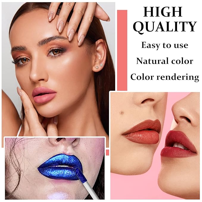 2PCS Peel Off Lip Stain Lip Tint Matte Liquid Lipstick Nude Lip Gloss Long Lasting Waterproof Lip Tint Stain Non-stick Cup Peel Off Lipstick Lip Makeup for Women Girls （01#+02#）