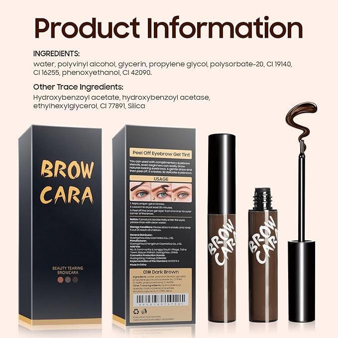 Eyebrow Gel - Eyebrow Pencils for Women, Longwearing Waterproof Volumizing Buildable, Locks Brow Hairs in Place for Fuller & Defined Looking Brows (Light Brown)