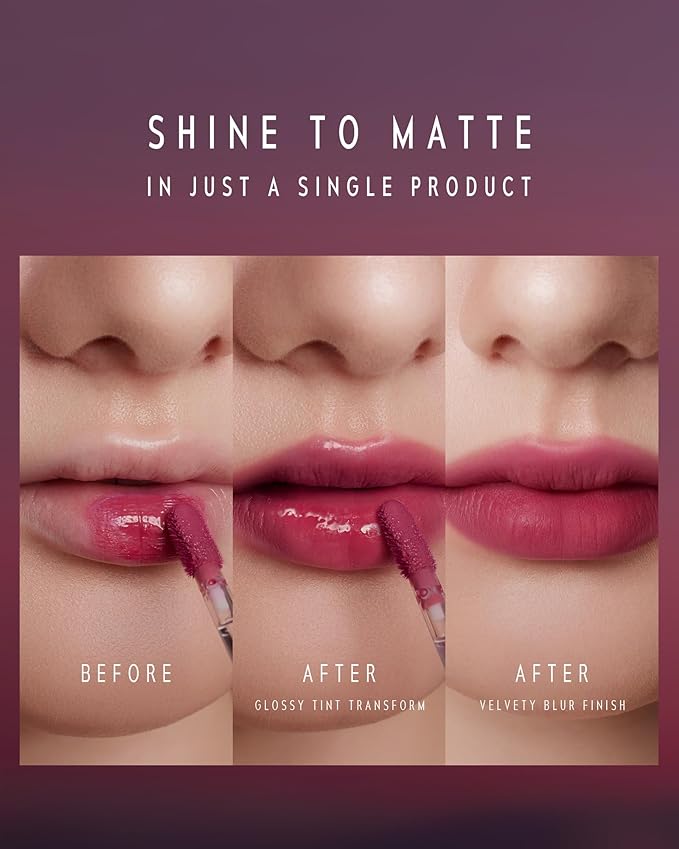 Blurring Lip Tint - Shine Lip Gloss to Soft Blurry Lip Matte Finish, Long-Lasting Lip Stain, Smooth and Blur lip lines, Weightless Watery-Velvet Feel, Hydrating & Non-Sticky (004 SWIRL)