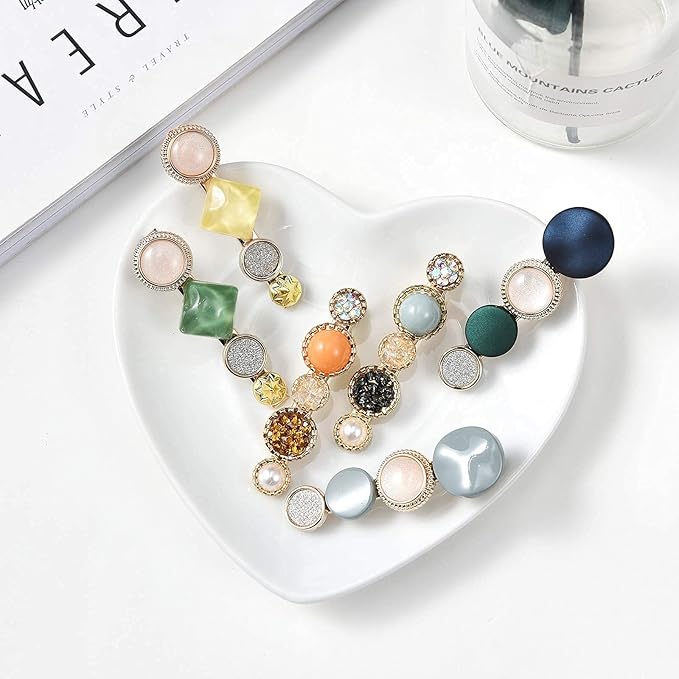 Mehayi 20 PCS Macaron Pearls and Acrylic Resin Hair Clips, Handmade Cute Hair Barrettes Bobby Pins, Glitter Crystal Geometric Hairpin, Elegant Gold Hair Accessories, Gifts for Women Girls…
