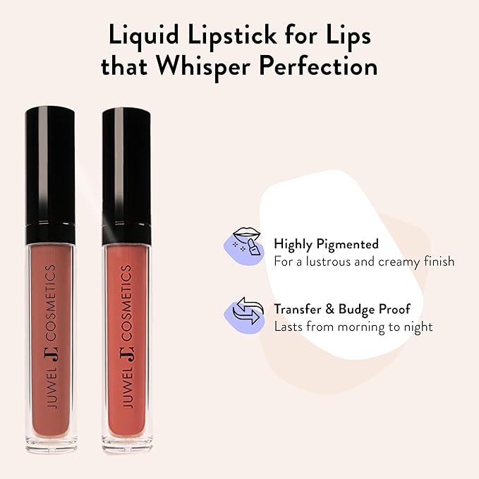 Juwel Cosmetics Liquid Lipstick for Women, High Pigment Long Lasting Lipstick, Lightweight Creamy Finish, Transfer-Proof Mineral-Based Nourishing Formula, Cruelty-Free & Lead-Free Lip Color, Trevi