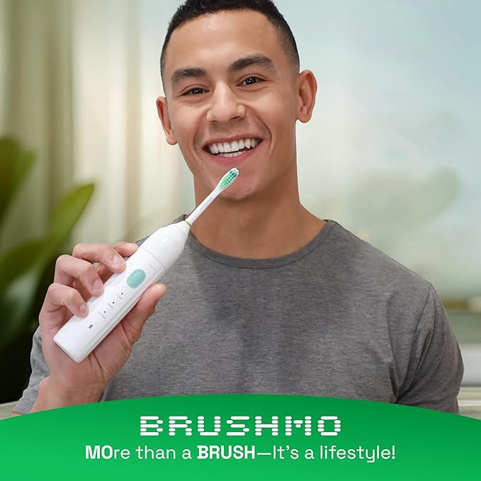 Brushmo e-Series Sensitive Replacement Toothbrush Heads, Compatible with Philips Sonicare Screw-on Electric Toothbrush Handles, 6 Standard Replacement Heads, Ultra Soft Dupont Bristles, BM756, White