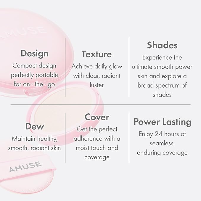 Amuse SEOUL DEW POWER VEGAN CUSHION ([REFILL] 01 PURE) | Dewy, glow, long-lasting, clean beauty, lightweight, natural look, foundation for sensitive skin, hydrating cushion
