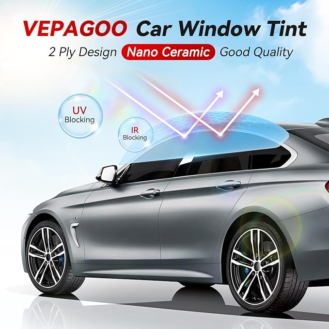 Vepagoo Nano Ceramic Car Window Tint Film 35% VLT- 20" in 30Ft Privacy Window Tint, Blocks UV/IR Rays, Heat & Glare - Scratch Resistance Car Window Film