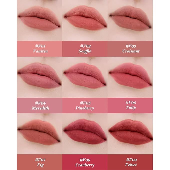 Flower Knows Strawberry Cupid Cake Lip Cream,Velvety-Smooth Matte Liquid Lipstick,Hydrating,Smudge-proof & Stain-Free Lip Stain(V07 Fig,0.17 Fl Oz)