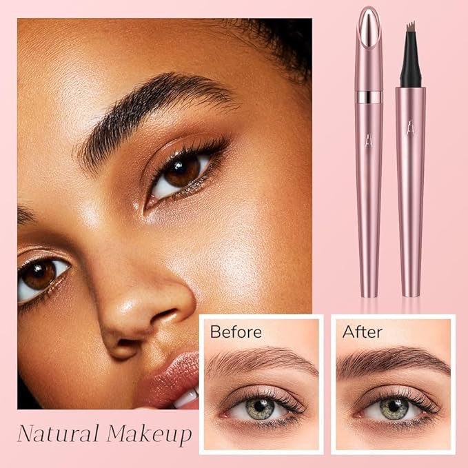 2025 Premium Microblading Eyebrow Pen, Waterproof Eyebrow Pencil, Eye Brow Pen with 4 Tip, Natural Magic Eyebrow Makeup Fine Stroke Contouring Pencil Long-Lasting Stay on All Day (Dark Brown)