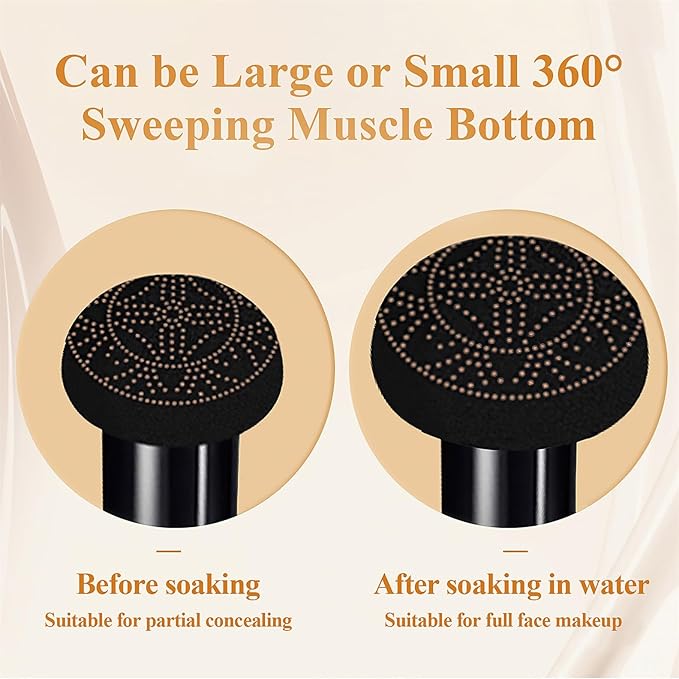 Mushroom Head Air Cushion CC Cream - BB Cream Face Makeup Foundation for Mature Skin Moisturizing Concealer Brighten Long-Lasting, Even Skin Tone for All Skin Types (Buff Beige)